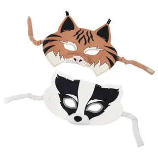 SKOGSDUVA mask, set of 2, badger/lynx multicolour