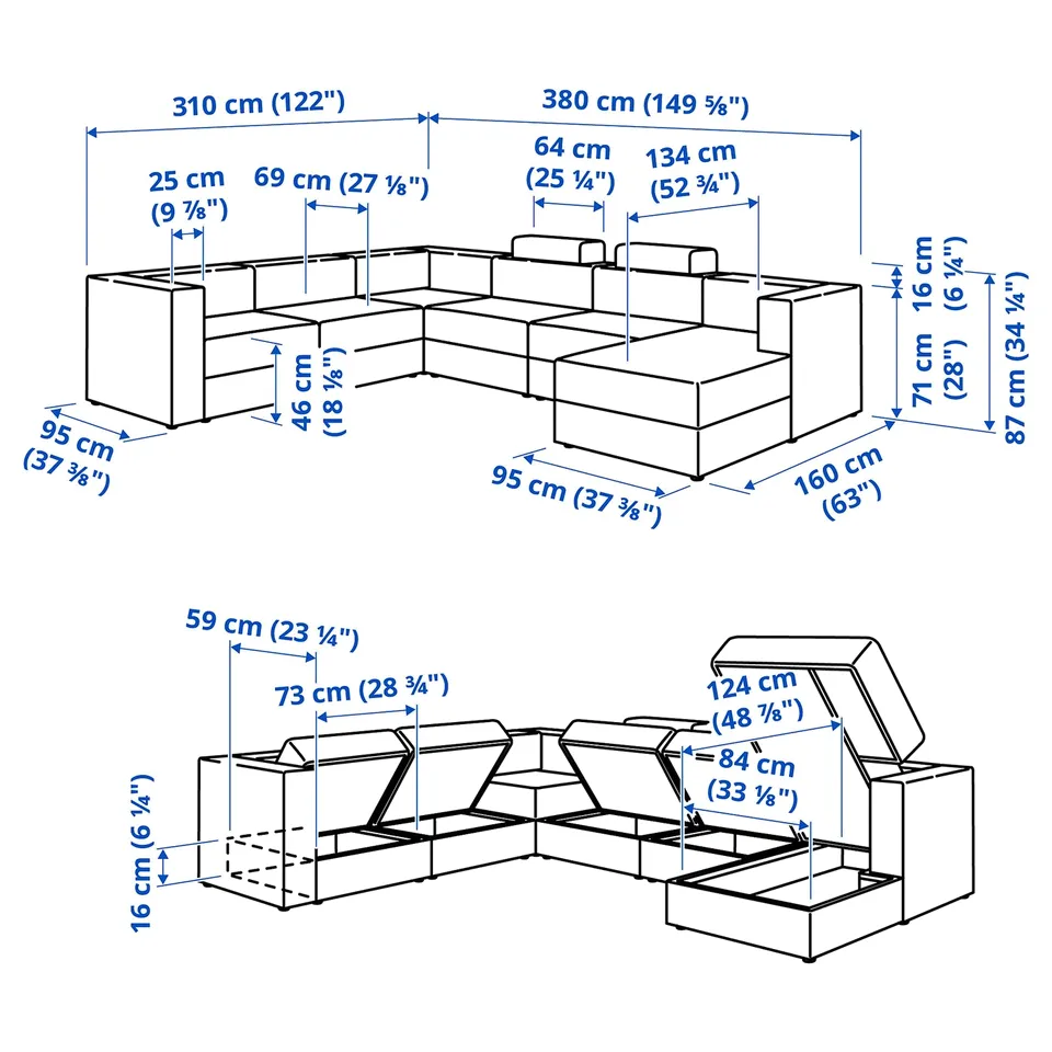 Illustration with measurements for the product: JÄTTEBO.