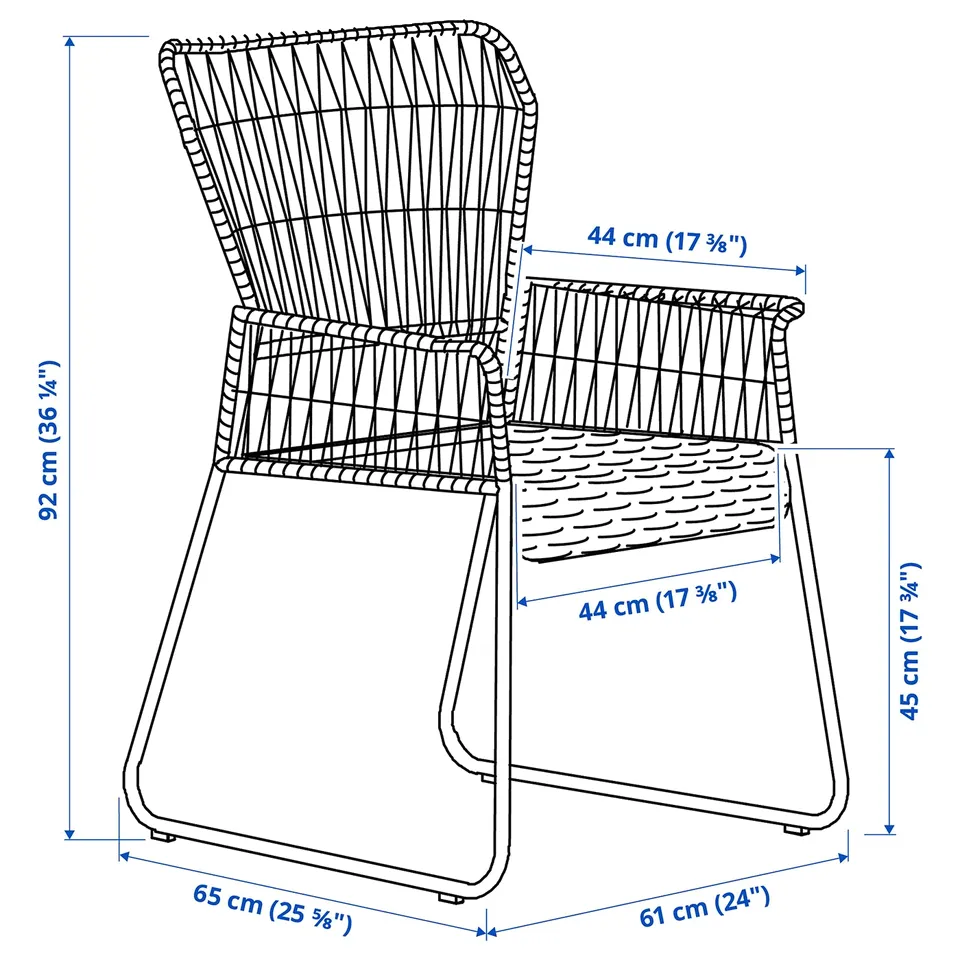 Illustration with measurements for the product: VÄSMAN.