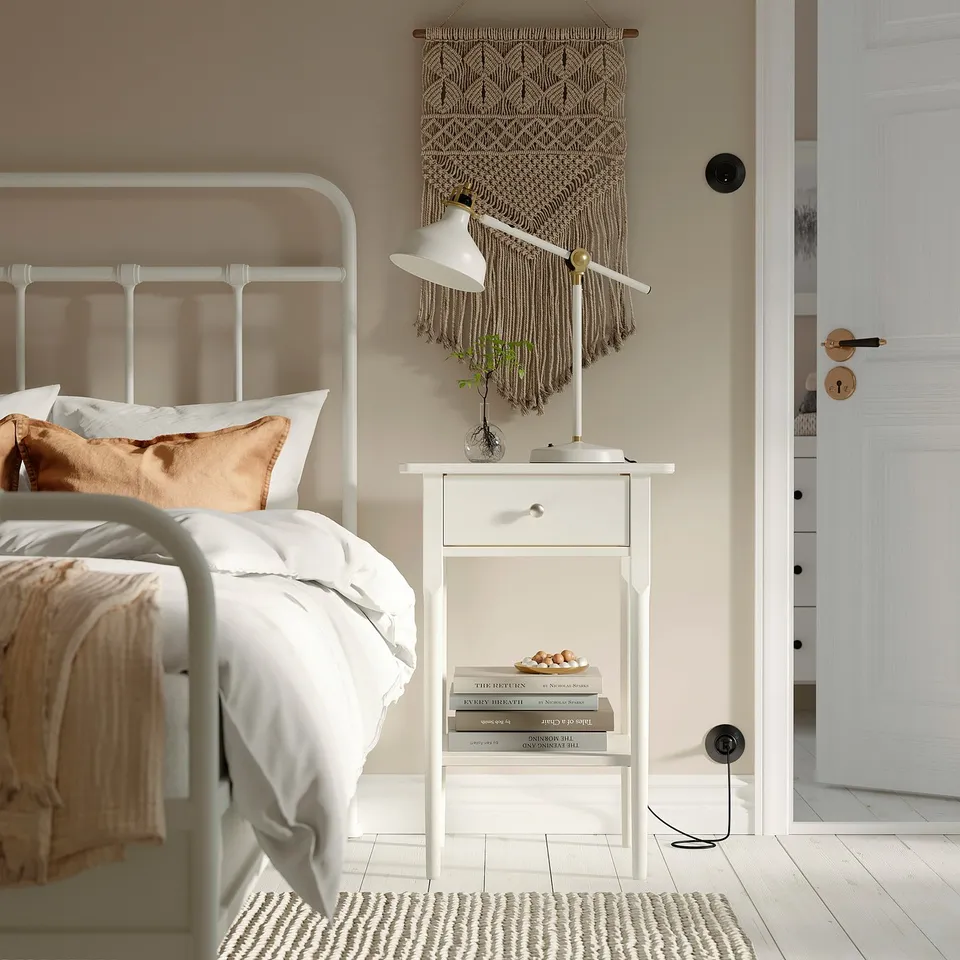 BLÄSTÅSEN Bedside table, white, 50x37x76 cm
