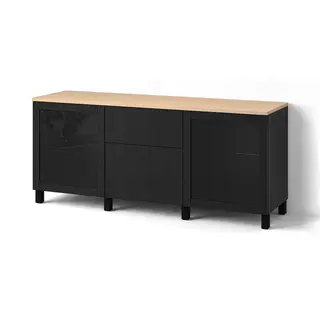 BESTÅ storage combination with drawers, Sindvik black/Lappviken/Stubbarp black-brown, 180x42x76 cm