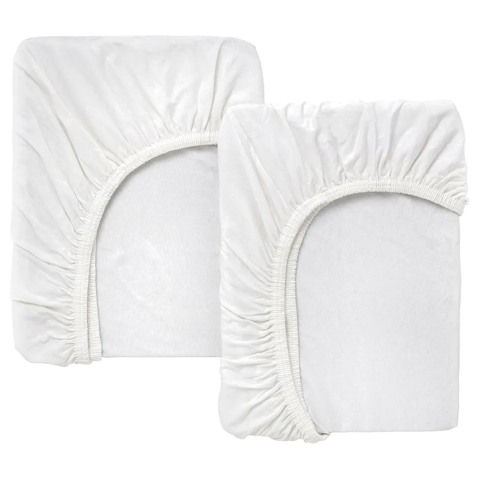 LEN Fitted sheet for cot, white/jersey, 60x120 cm