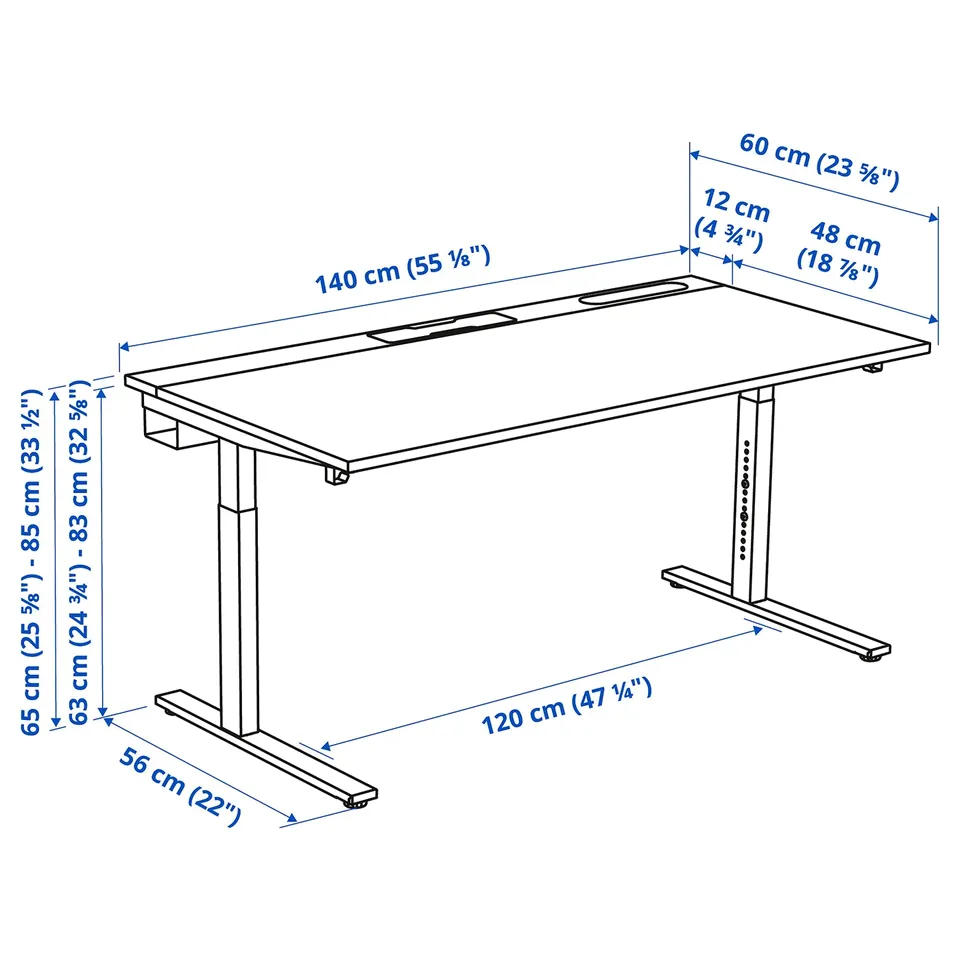 Illustration with measurements for the product: MITTZON.