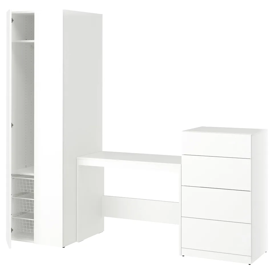 LASTARE Storage combination, white/table/, 220x62x201 cm