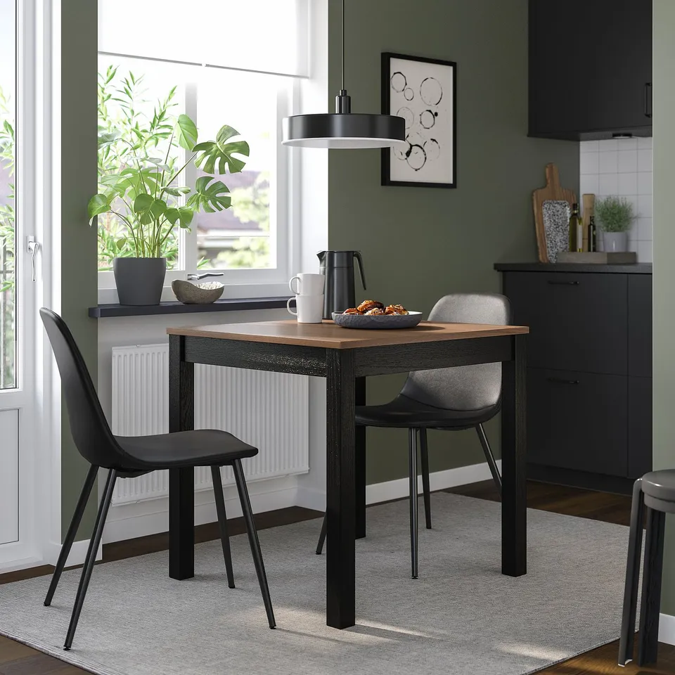 ÅLHULT / NORDMANSSKÄR Table and 2 chairs, black/brown/Bomstad black black, 80x74 cm