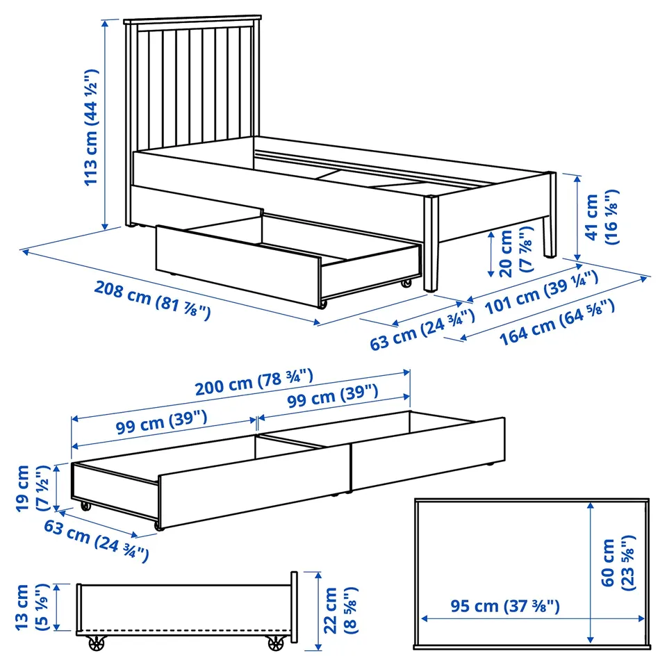 Illustration with measurements for the product: GULLABERG.