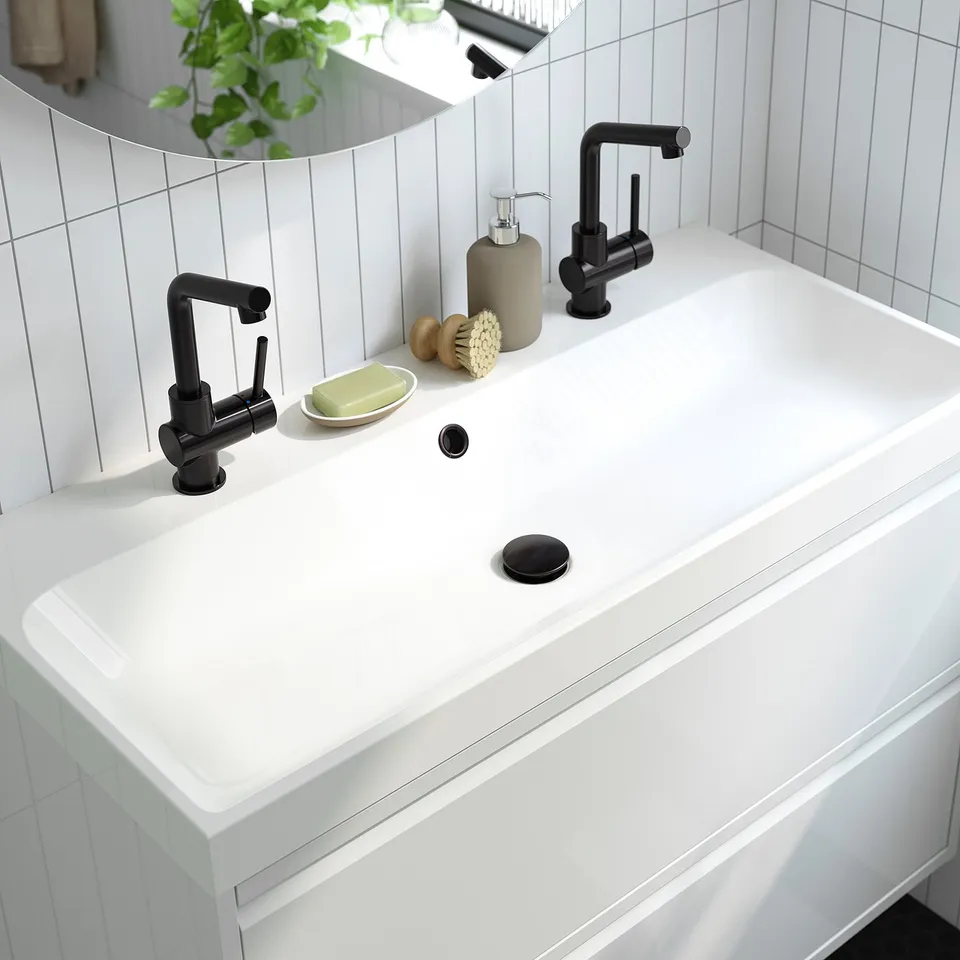 ÄNGSJÖN / BACKSJÖN Wash-stnd w drawers/wash-basin, oak effect, 100x48x69 cm