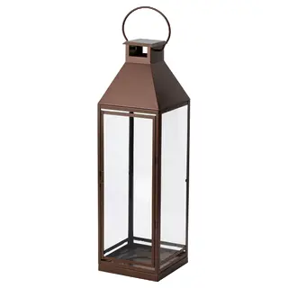 HÖSTAGILLE lantern for pillar candle, in/out, copper-colour, 70 cm