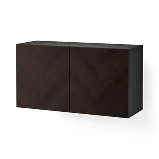 BESTÅ shelf unit with doors, black-brown Hedeviken/dark brown stained oak veneer, 120x42x64 cm