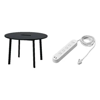 KOPPLA/MITTZON set: conference table + 4-way socket with 2 USB ports