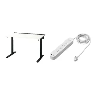 KOPPLA/MITTZON set: desk + 4-way socket with 2 USB ports