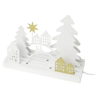 STRÅLA LED table decoration, landscape/village, Height 21 x Length 30 x Width 12 cm