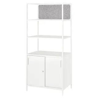 TROTTEN cab w sliding doors/noticeboard, white, 80x180 cm