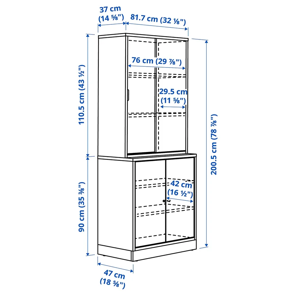 Illustration with measurements for the product: TONSTAD.