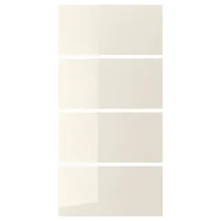 HOKKSUND 4 panels for sliding door frame, high-gloss light beige, Width 100 x Height 201 cm