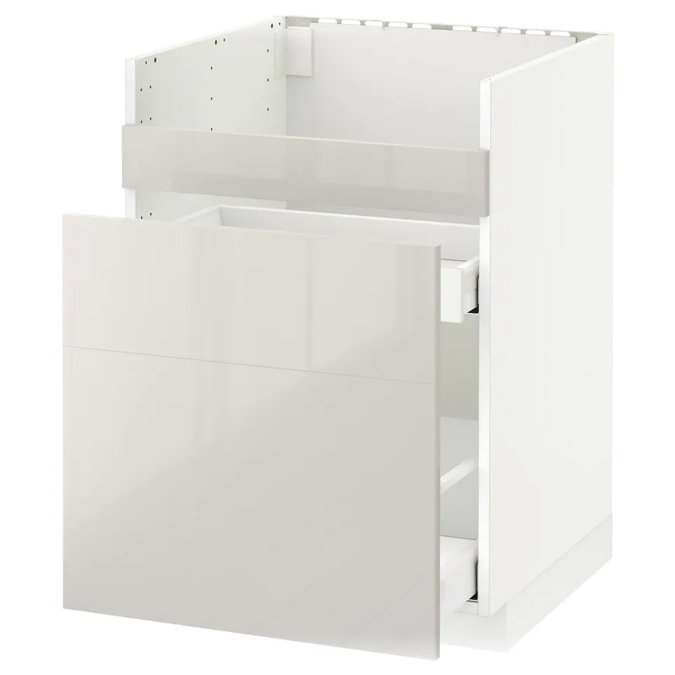 Modern white gloss kitchen cabinet with drawer.