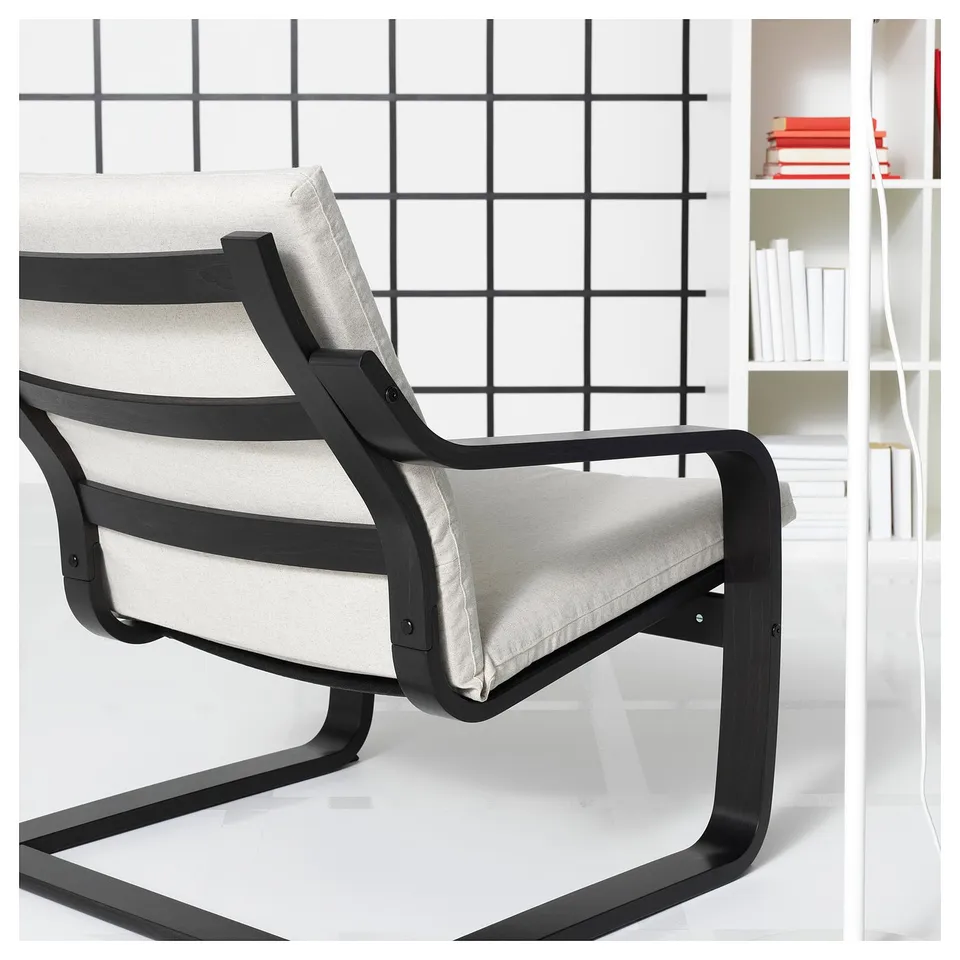 POÄNG Low-back armchair, black-brown/Katorp natural colour/beige