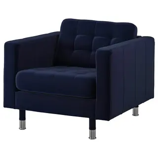 LANDSKRONA armchair, Djuparp dark blue/metal