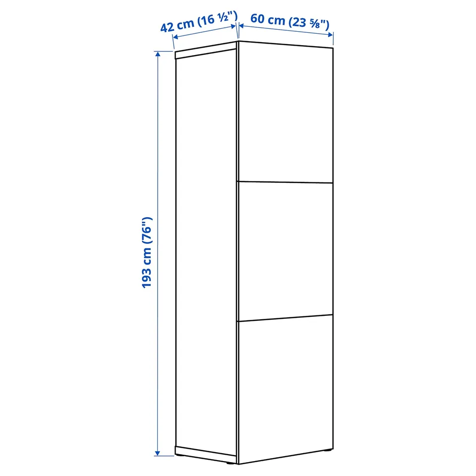 Illustration with measurements for the product: BESTÅ.