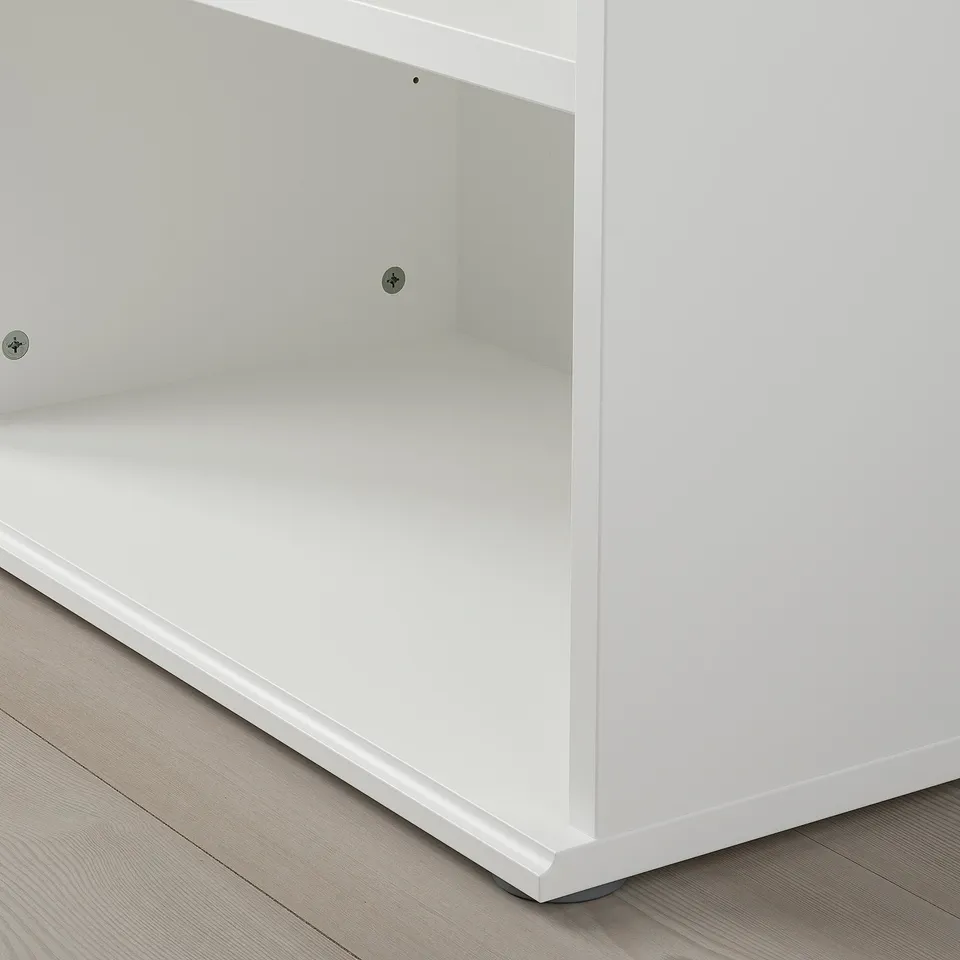 Clean, white furniture with smooth edges and neat assembly details.