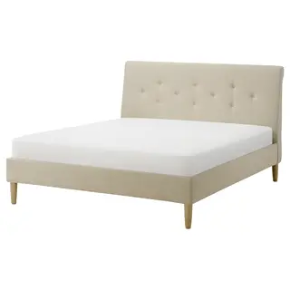 IDANÄS upholstered bed frame, Naggen beige, Length 222 x Width 187 cm