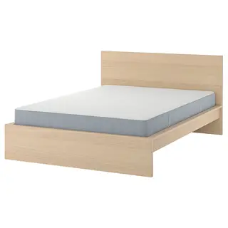 MALM bed frame with mattress, white stained oak veneer/Vesteröy firm, 150x200 cm