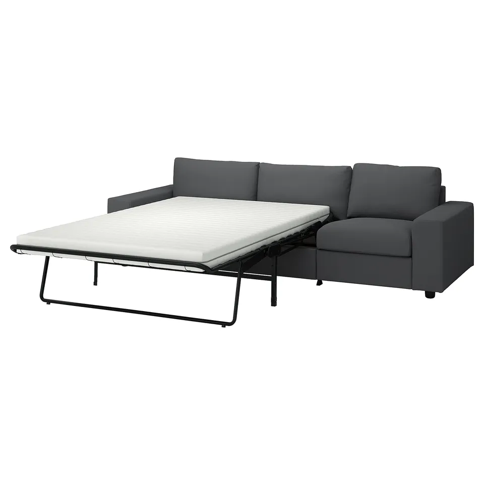 VIMLE grey sofa-bed, modern design, sleek lines, convertible with cushions.