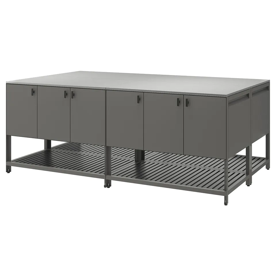 BÅTSKÄR Outdoor kitchen island, dark grey, 240x120 cm