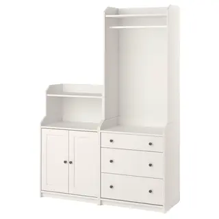 HAUGA storage combination, white, 139x46x199 cm