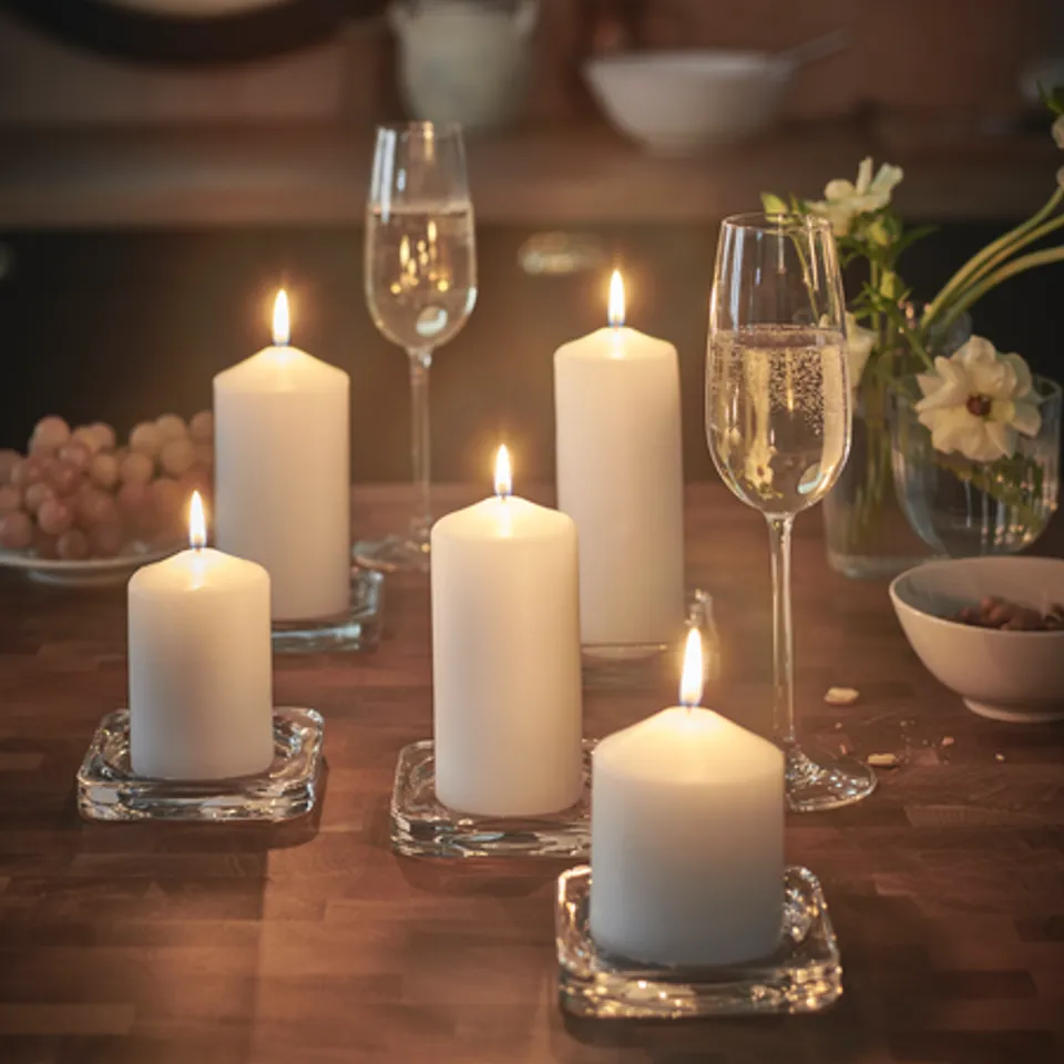 part: FENOMEN unscented pillar candle, set of 5