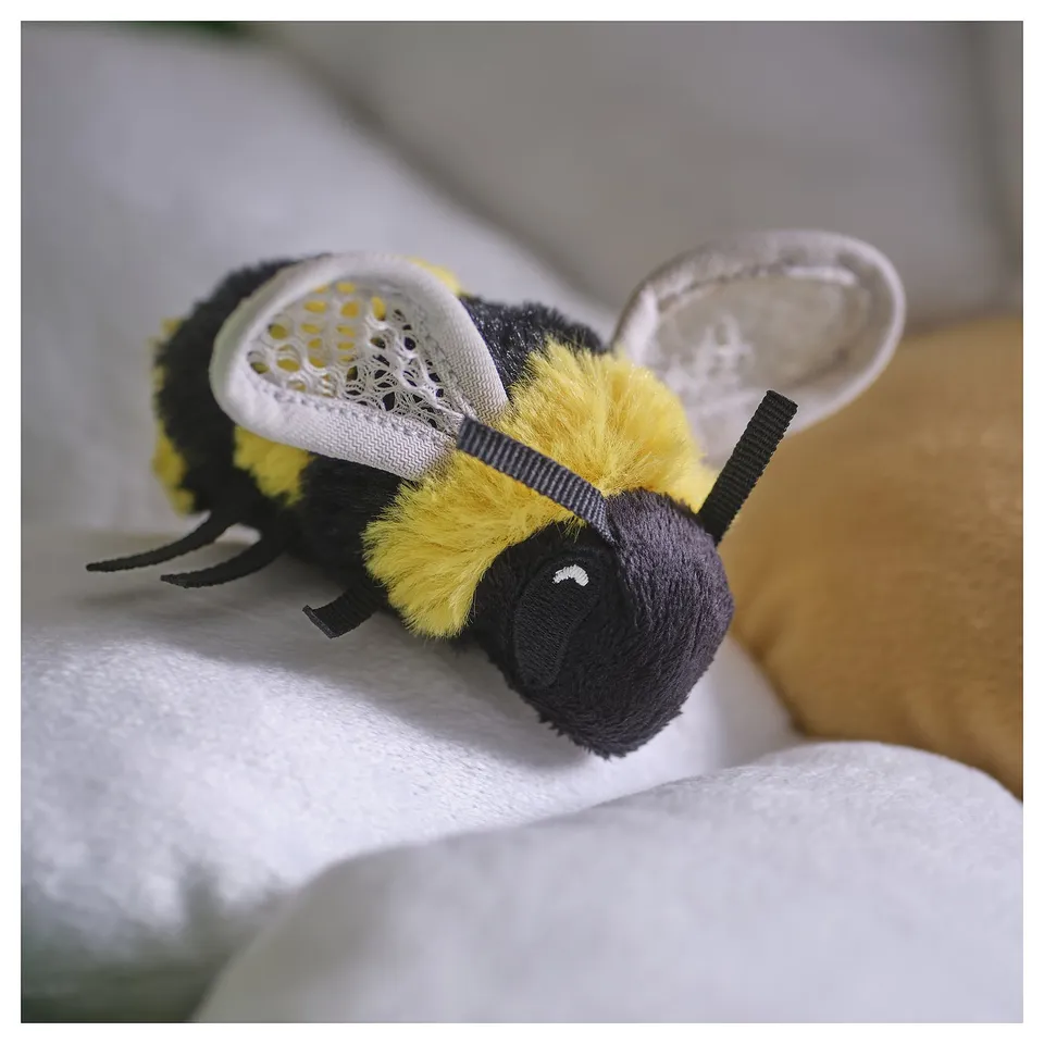 Cute, soft toy bee; black, yellow, white details; ultra-soft materials; great craftsmanship.