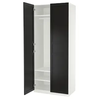PAX / FLISBERGET wardrobe, white/anthracite, Width 100.0 x Depth 60.0 x Height 236.4 cm