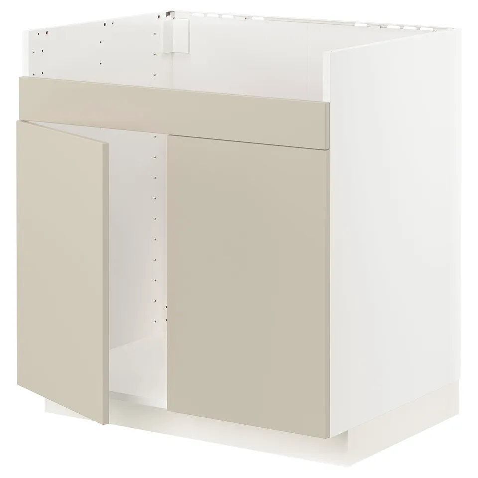 METOD kitchen unit in beige with white interior, modern rectangular design.