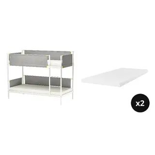 VITVAL/ÅRBERGET set: bunk bed frame + natural latex mattress x2