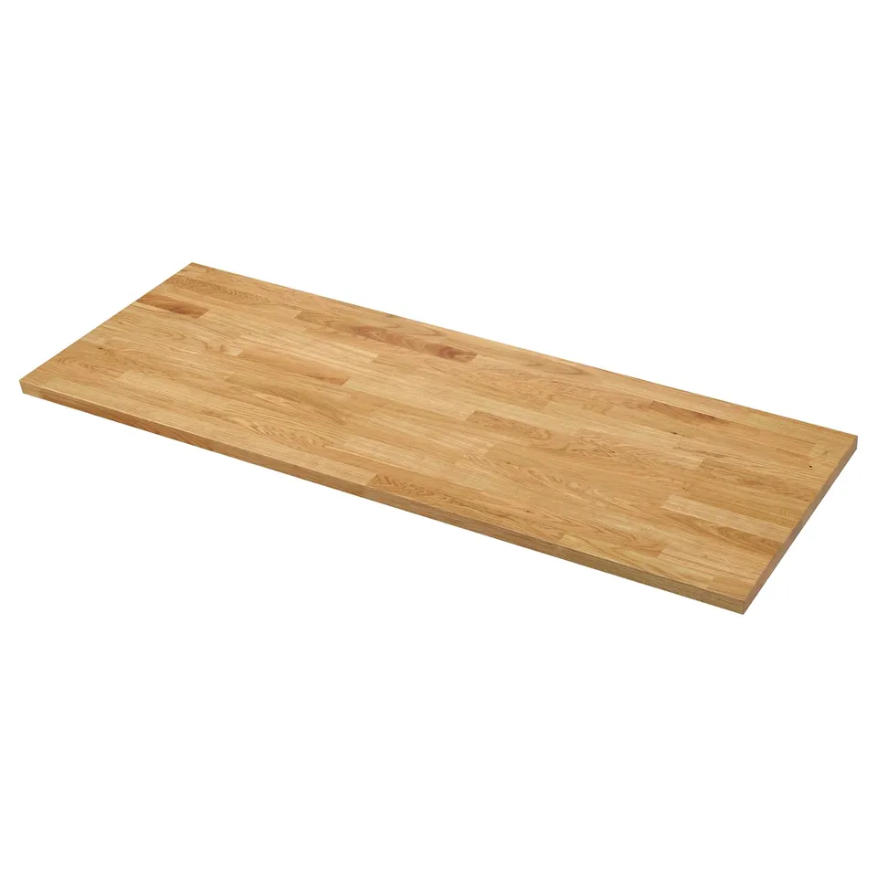 KARLBY oak wood worktop, rectangular, natural finish, solid wood edge, particleboard base.