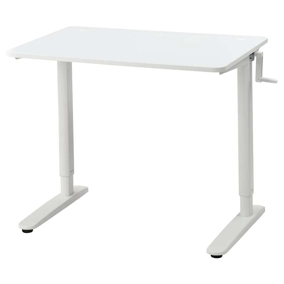 Adjustable desk, RELATERA with crank, ideal for small spaces.