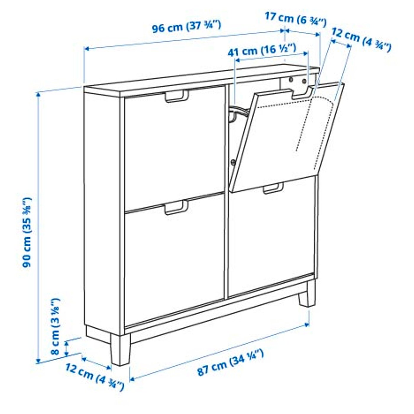 Illustration with measurements for the product: STÄLL.