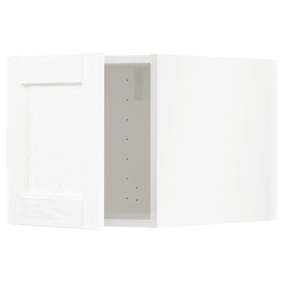 METOD kitchen cabinet set, white with grain texture, rectangular, minimalistic design.