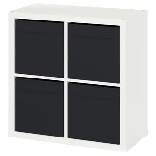 KALLAX shelving unit, white/Dröna black, Width 76.5 x Depth 39.0 x Height 76.5 cm