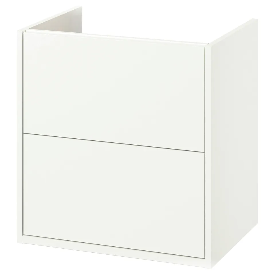 HAVBÄCK white bathroom cabinet with smooth surfaces and clean lines.