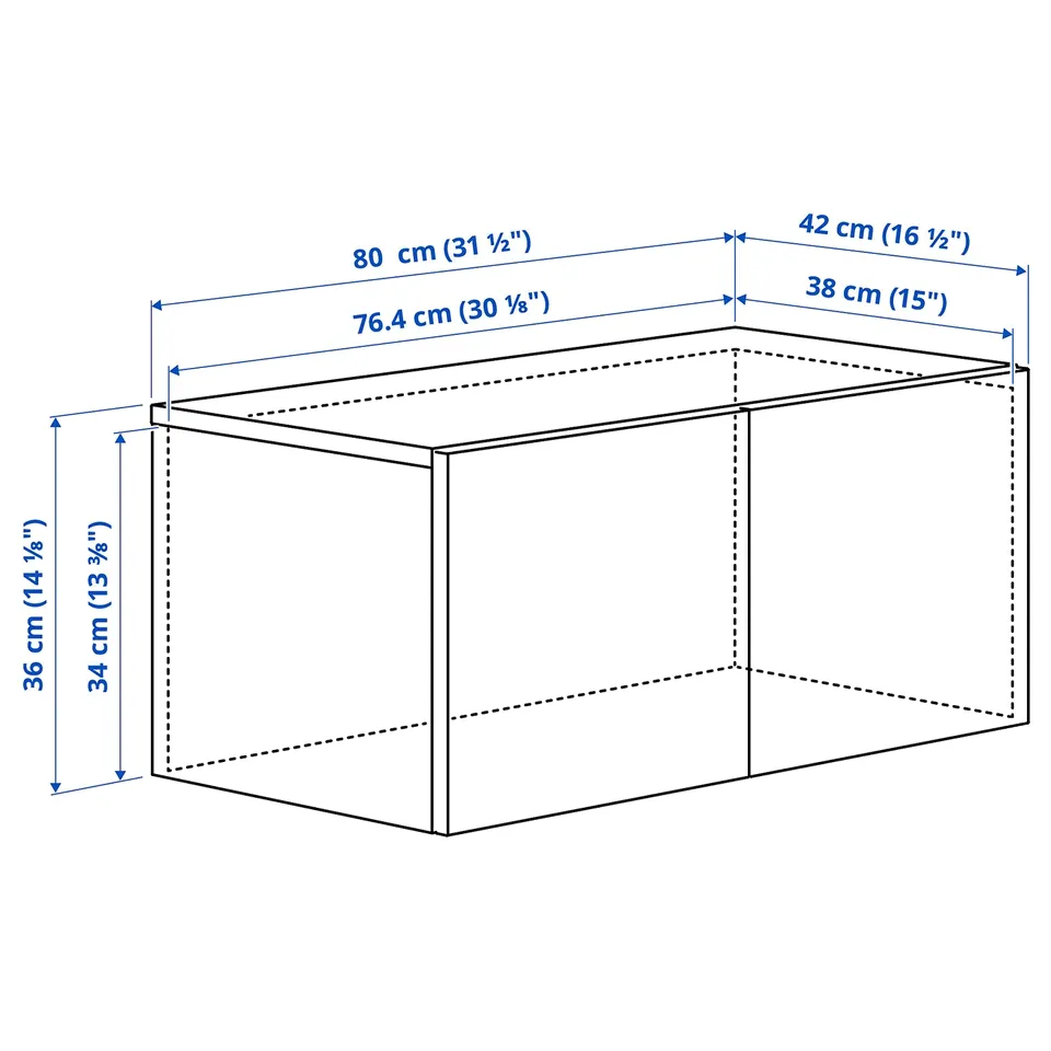 LASTARE Height extension unit with doors, white, 80x42x36 cm