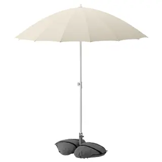 SAMSÖ / IGGÖN parasol with base, tilting beige/dark grey, 200 cm