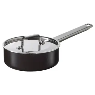 GULDÖRING saucepan with lid, non-stick coating stainless steel/black-grey, 1 l
