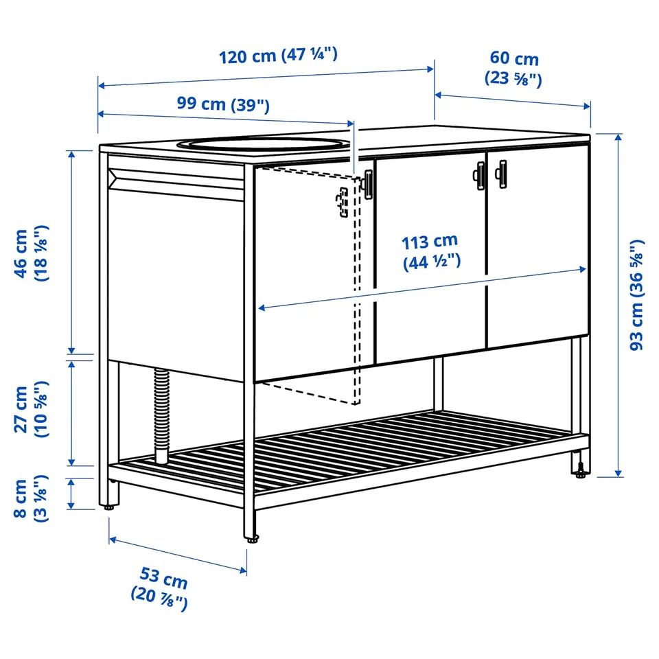 Illustration with measurements for the product: BÅTSKÄR.