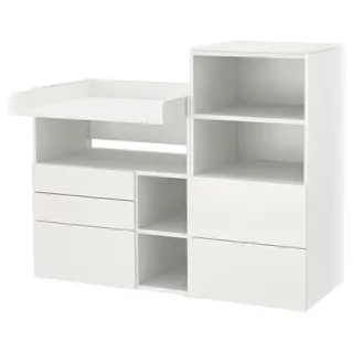 SMÅSTAD / PLATSA changing table, white white/with bookcase, 150x79x123 cm