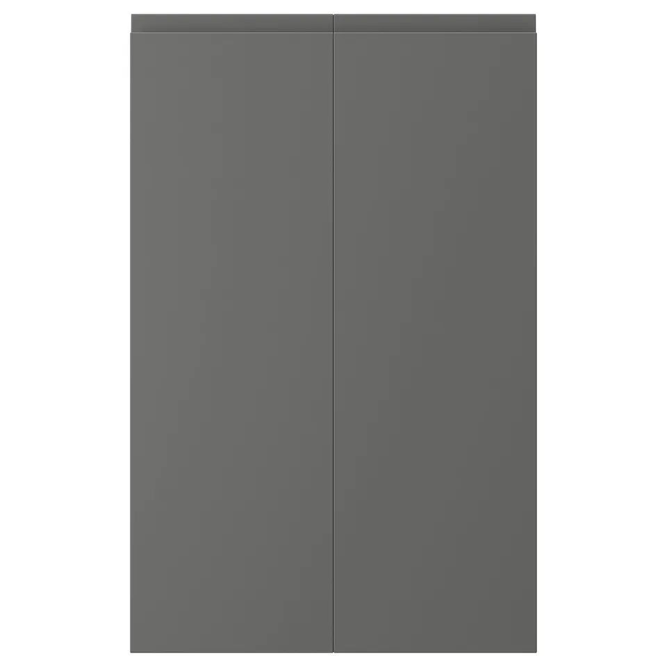 A dark grey VOXTORP cabinet with sleek, minimalist design and smooth surfaces.