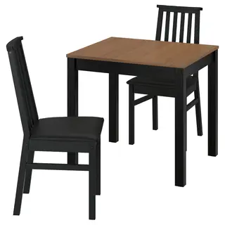 ÅLHULT / ÅLHULT table and 2 chairs, black/brown/Bomstad black black, 80x74 cm