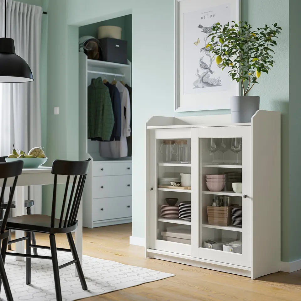 part: HAUGA glass-door cabinet