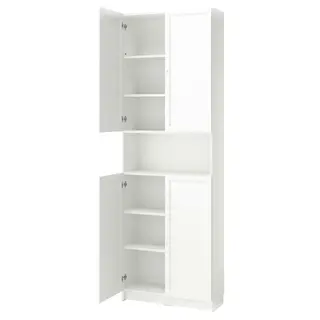 BILLY / OXBERG bookcase w doors/extension unit, white, 80x30x237 cm