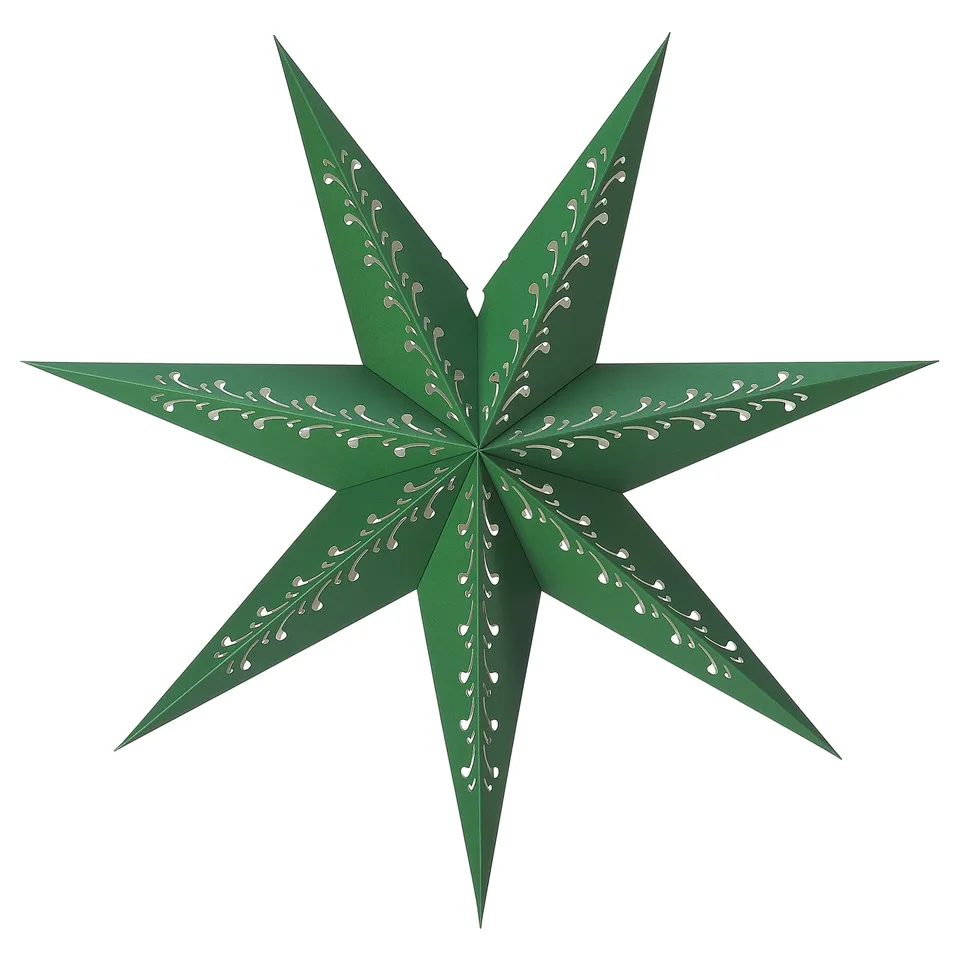 STRÅLA Lamp shade, paper star/green white, 70 cm